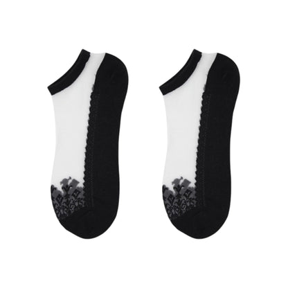 Anna-Kaci 6 Pairs Women's Sheer Mesh Ankle Socks with Soft Knit Sole and Delicate Lace Trim Lightweight Breathable Low-Cut Design