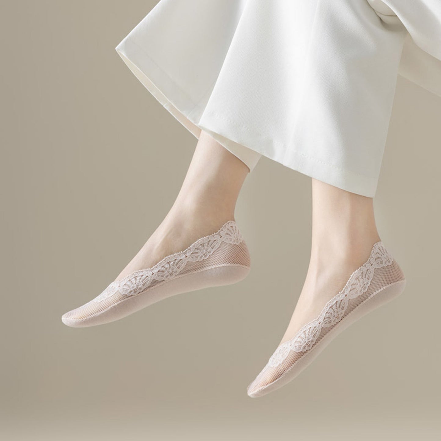 Anna-Kaci Women's 3-Pack Low Cut Lace Liner Socks with Non-Slip Heel Grip No Show Design