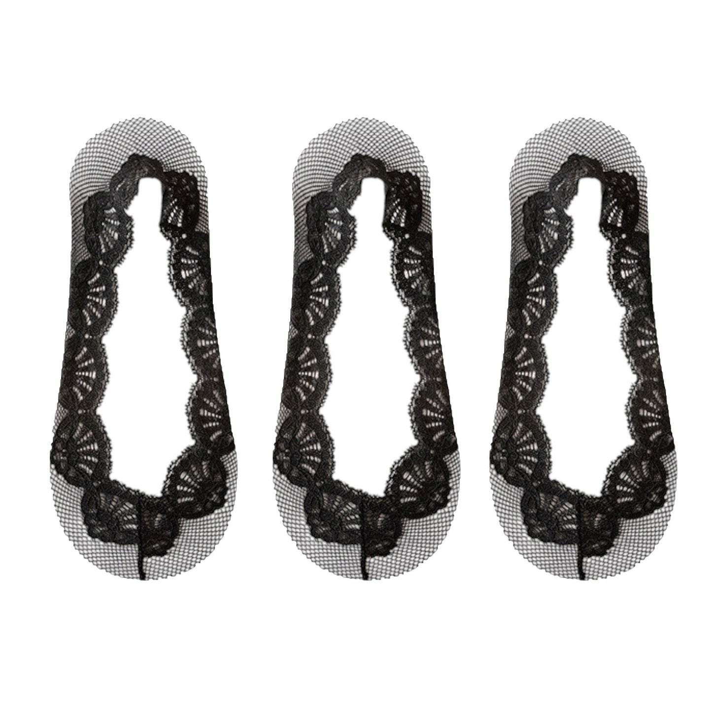 Anna-Kaci Women's 3-Pack Low Cut Lace Liner Socks with Non-Slip Heel Grip No Show Design