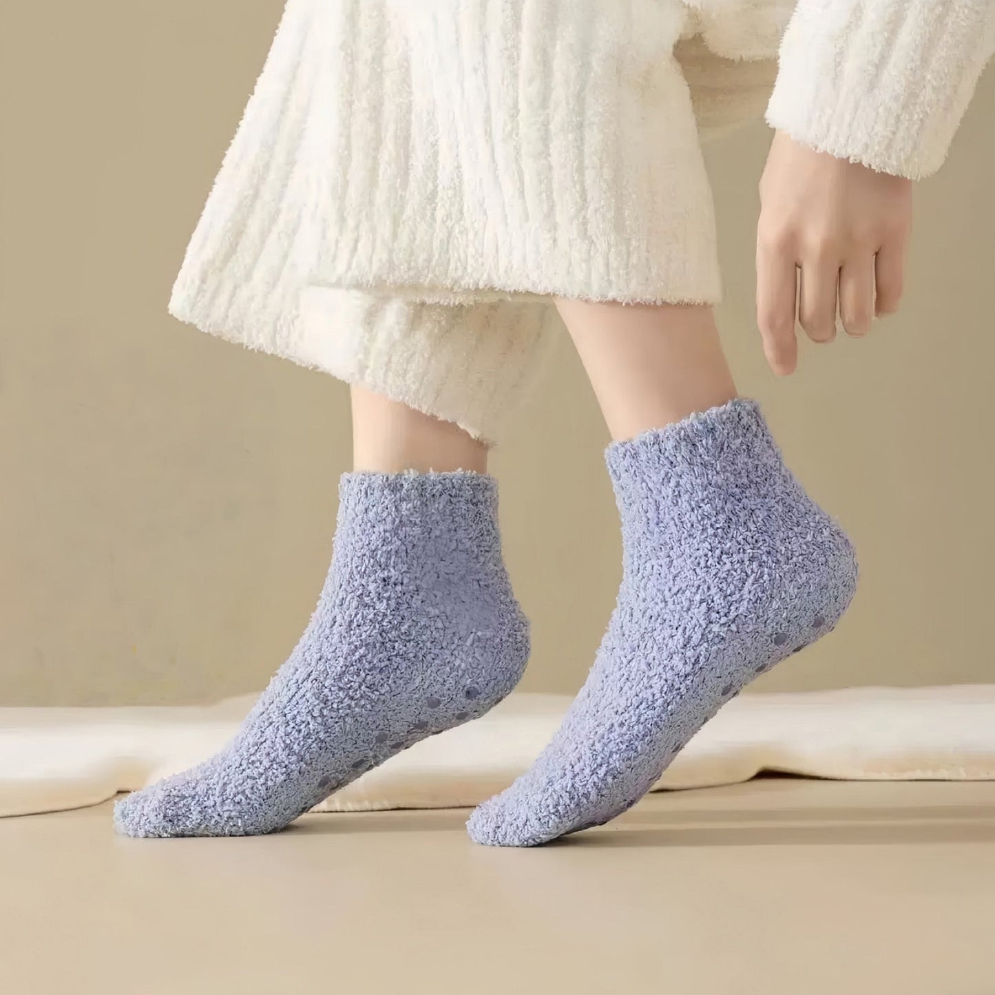 Anna-Kaci Women's 3-Pack Non-Slip Plush Fuzzy Ankle Socks with Grips and Soft Cozy Texture