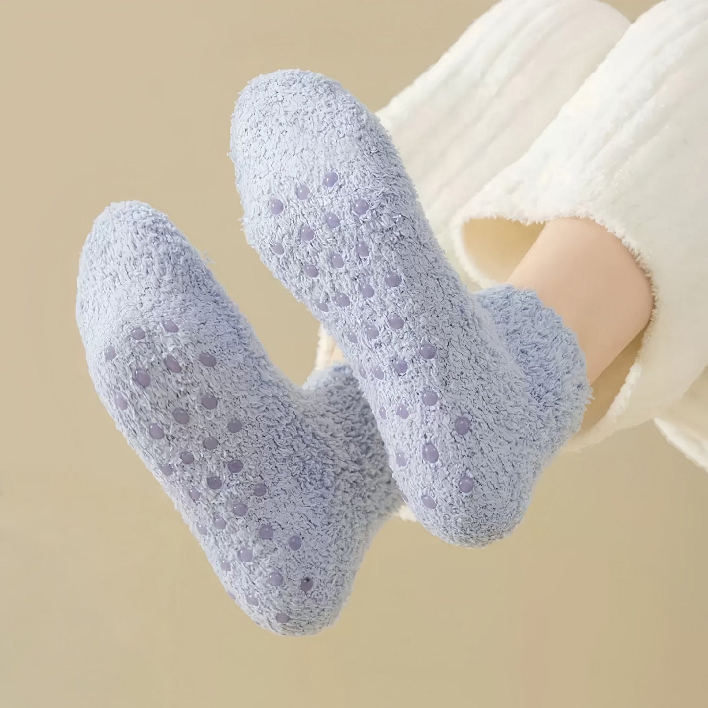 Anna-Kaci Women's 3-Pack Non-Slip Plush Fuzzy Ankle Socks with Grips and Soft Cozy Texture