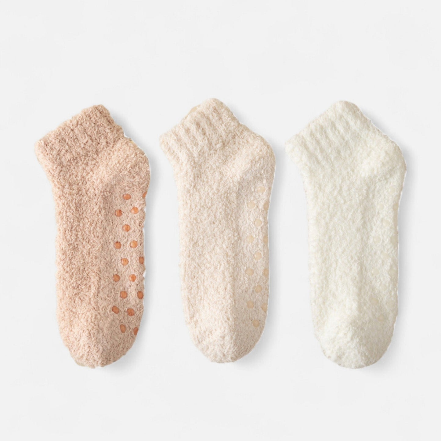 Anna-Kaci Women's 3-Pack Non-Slip Plush Fuzzy Ankle Socks with Grips and Soft Cozy Texture