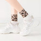 Anna-Kaci Women's 3-Pack Crew Socks with Ribbed Leopard Print Cuffs and Soft Stretch Knit Design