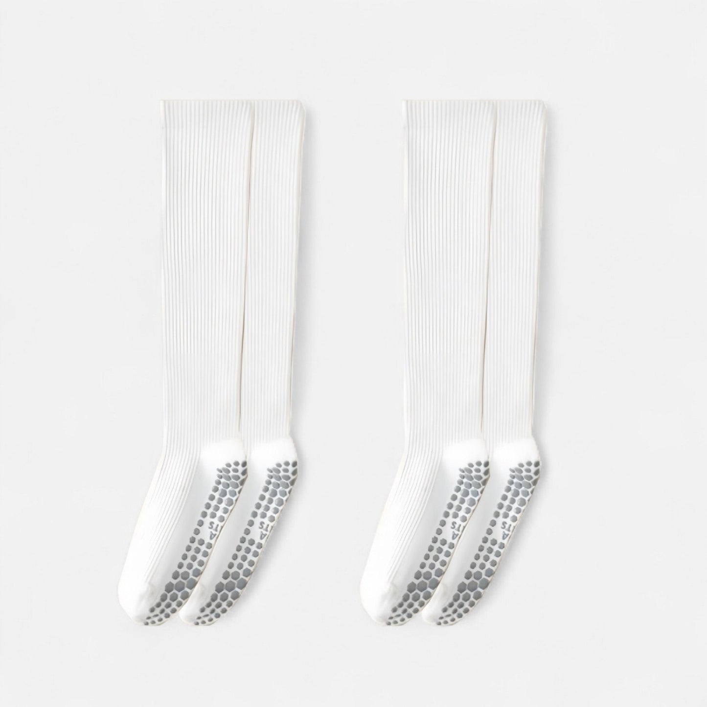 Anna-Kaci Women's 2-Pack Long Ribbed Non-Slip Socks with Grip Soles for Indoor Comfort and Support