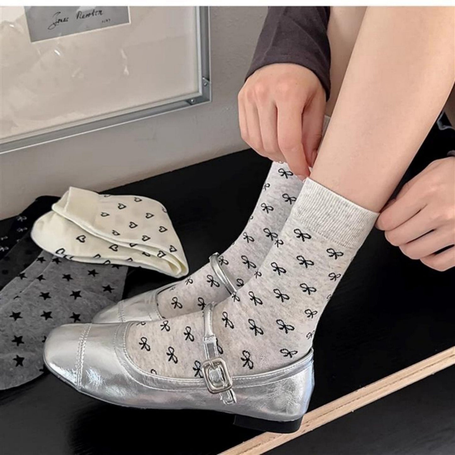 Anna-Kaci Women's 3-Pack Crew Socks with Allover Print Design Soft Stretch Knit for Everyday Comfort