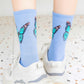 Anna-Kaci Women's 2-Pack Butterfly Graphic Crew Socks Soft Knit Ribbed Cuff Stylish Casual Sock Set