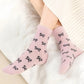 Anna-Kaci Women's 3-Pack Fuzzy Crew Socks with Allover Bow Pattern Soft Cozy Knit Winter Sock Set