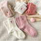 Anna-Kaci Women's 3-Pack Fuzzy Crew Socks with Embroidered Bow Detail Soft Cozy Lounge Sock Set