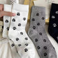 Anna-Kaci Women's 3-Pack Crew Socks with Allover Paw Print Pattern Soft Stretch Casual Sock Set