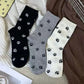 Anna-Kaci Women's 3-Pack Crew Socks with Allover Paw Print Pattern Soft Stretch Casual Sock Set