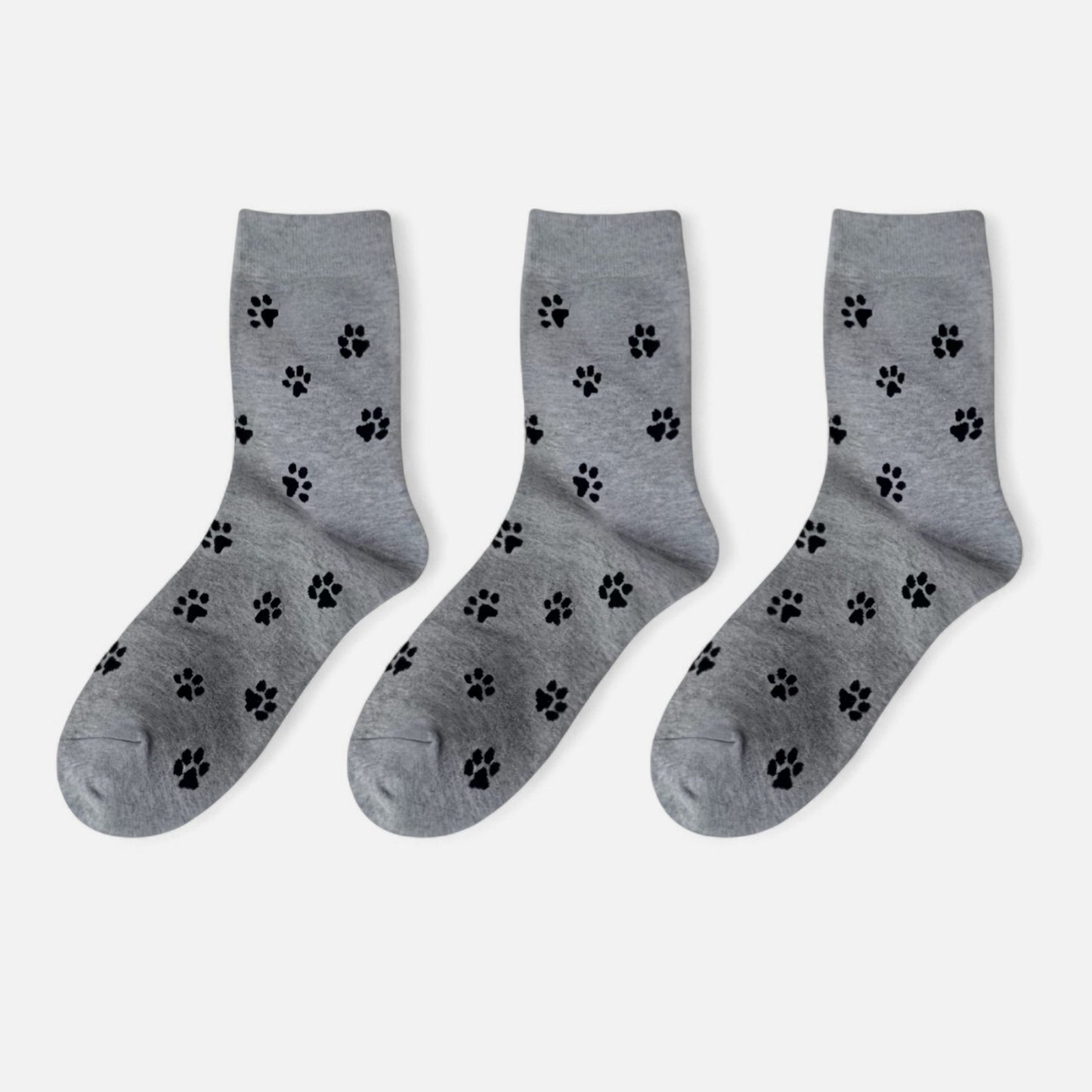 Anna-Kaci Women's 3-Pack Crew Socks with Allover Paw Print Pattern Soft Stretch Casual Sock Set