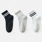 Anna-Kaci Women's 3-Pack Ankle Socks with Rubber Grips and Striped Ribbed Cuffs Soft Non-Slip Sporty Style