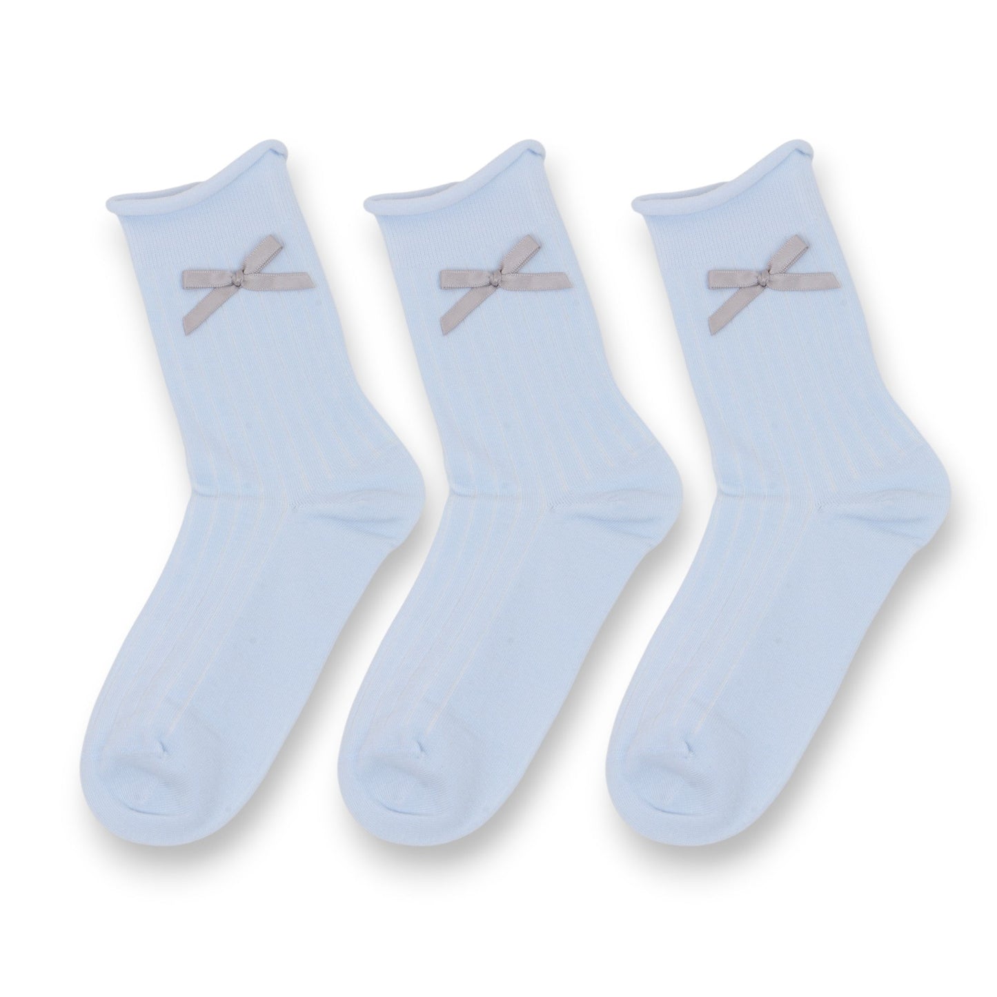 Anna-Kaci 3-Pack Women's Cotton Crew Socks with Embroidered Bows and Cute Style