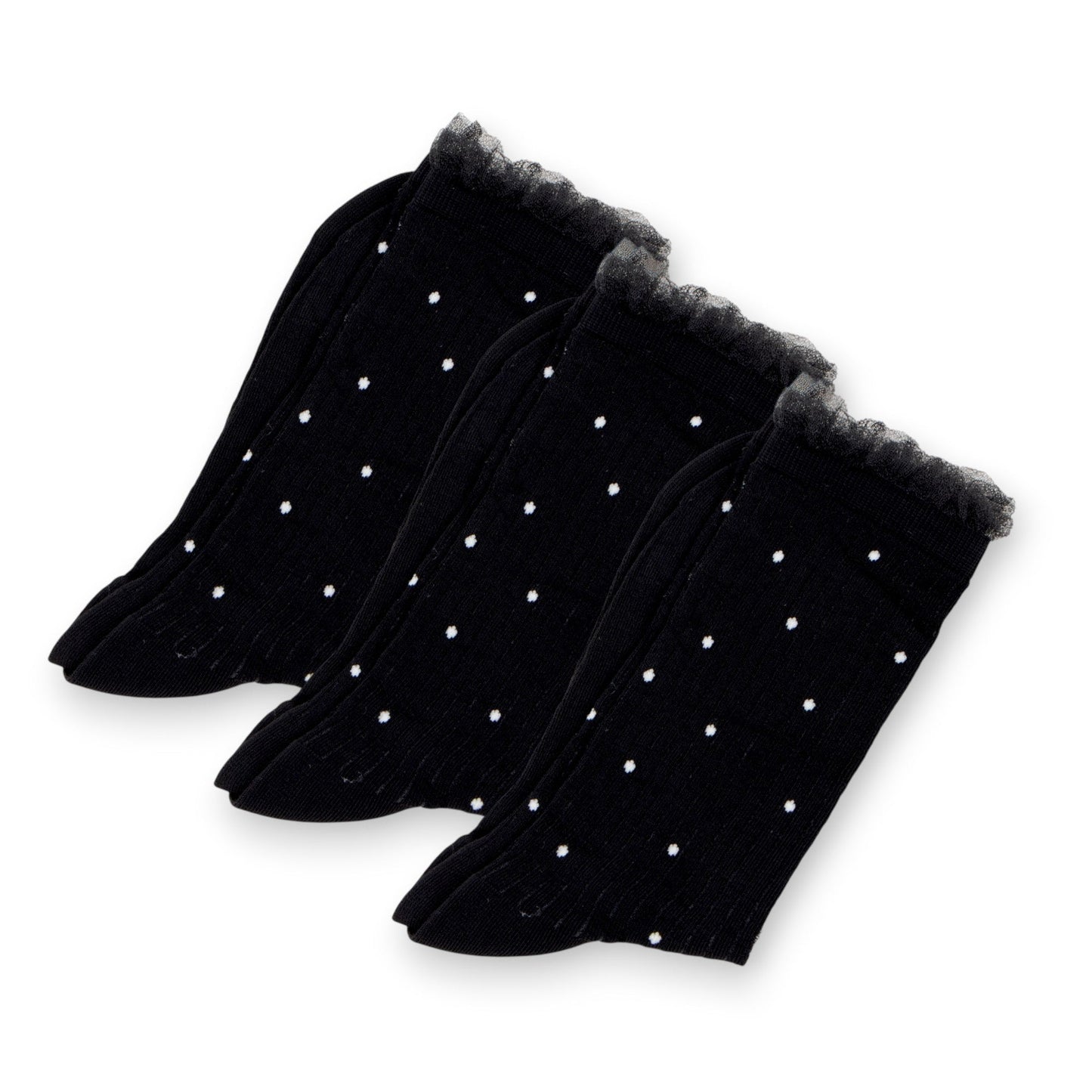 Anna-Kaci 3-Pack Women's Crew Socks with Ribbed Texture and Allover Polka Dot Pattern