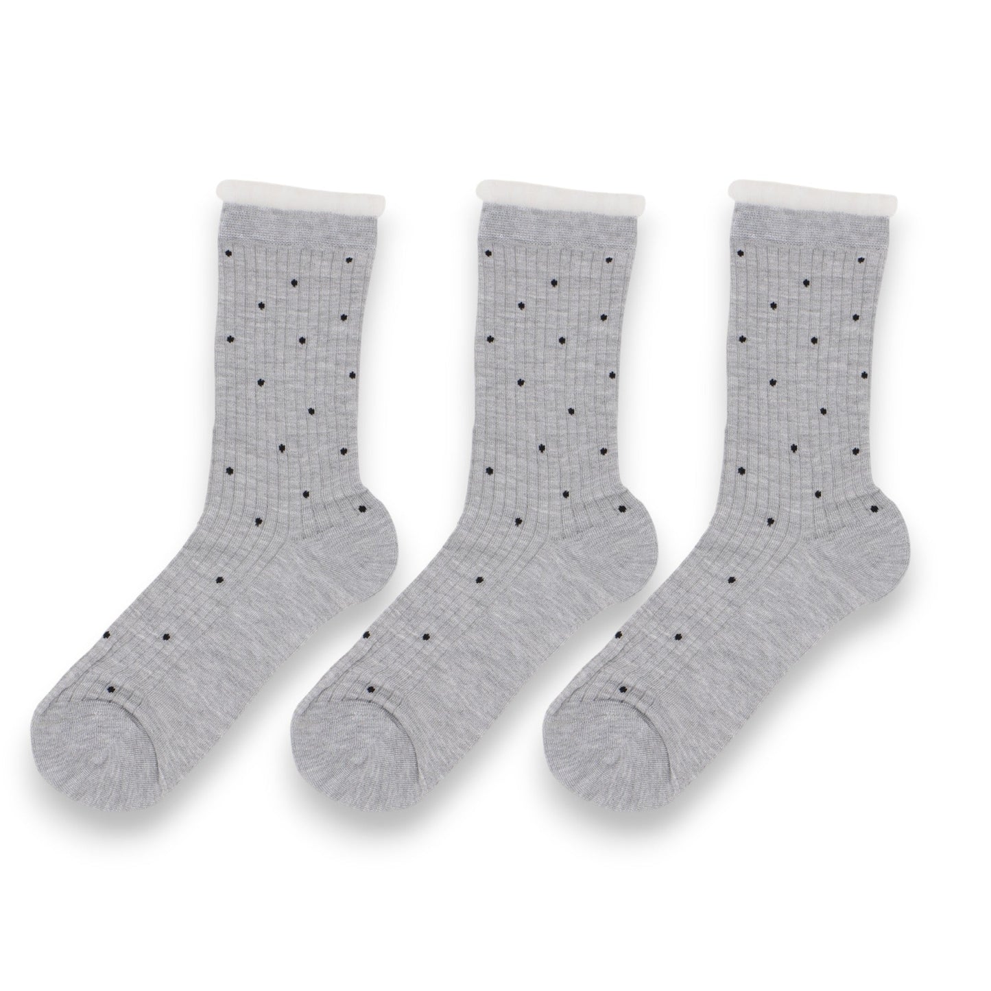 Anna-Kaci 3-Pack Women's Crew Socks with Ribbed Texture and Allover Polka Dot Pattern