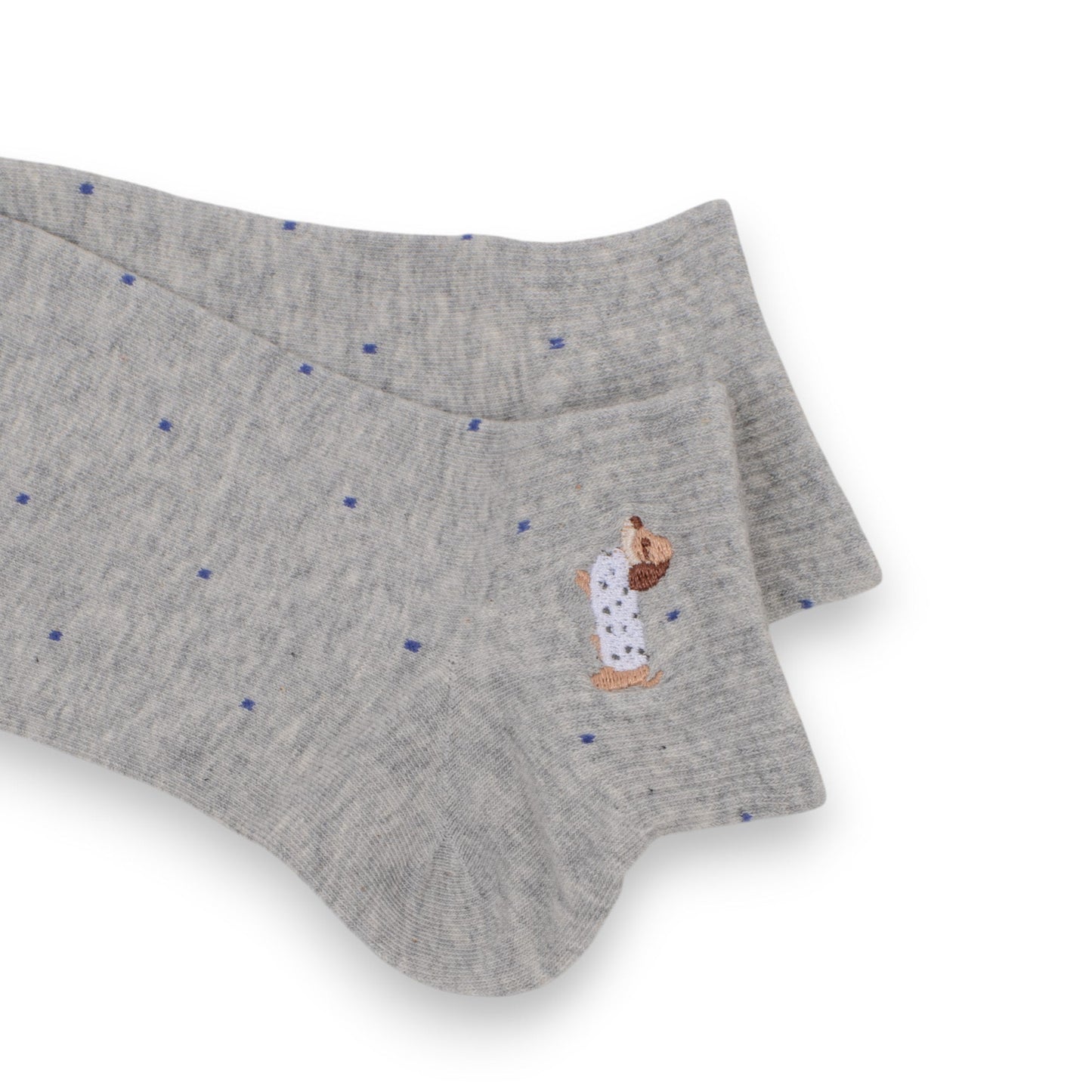 Anna-Kaci 3-Pack Women's Cotton Ankle Socks with Embroidered Dog and Dotted Knit Pattern