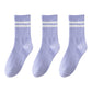 Anna-Kaci 3-Pack Women's Cotton Crew Socks with Sporty Double Stripe Design in Assorted Colors