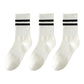 Anna-Kaci 3-Pack Women's Cotton Crew Socks with Sporty Double Stripe Design in Assorted Colors