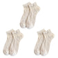 Anna-Kaci 3-Pack Women's Ribbed Cotton Ankle Socks with Embroidered Bear and Moisture-Wicking Comfort