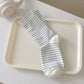 Anna-Kaci Women's 3-Pair Striped Crew Socks Set Lightweight Knit with Soft Stretch and Modern Minimalist Style