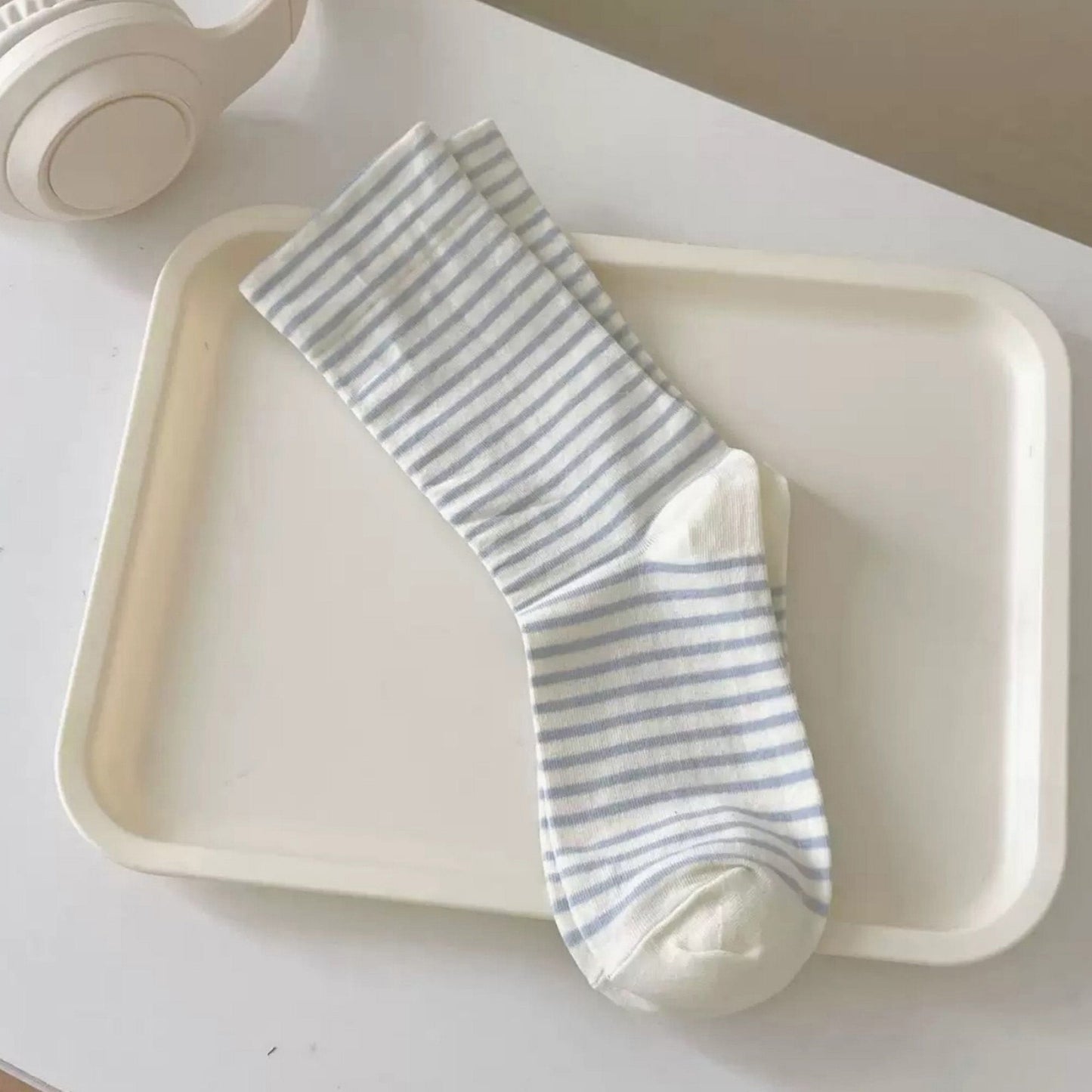 Anna-Kaci Women's 3-Pair Striped Crew Socks Set Lightweight Knit with Soft Stretch and Modern Minimalist Style