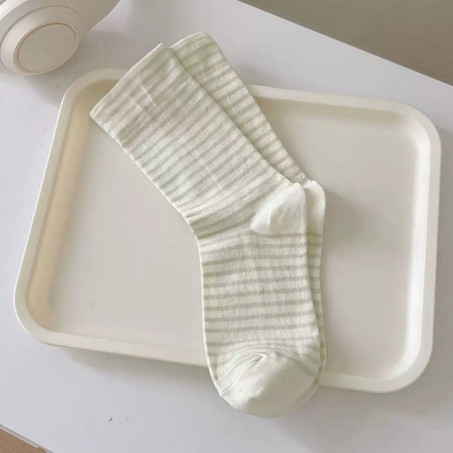 Anna-Kaci Women's 3-Pair Striped Crew Socks Set Lightweight Knit with Soft Stretch and Modern Minimalist Style