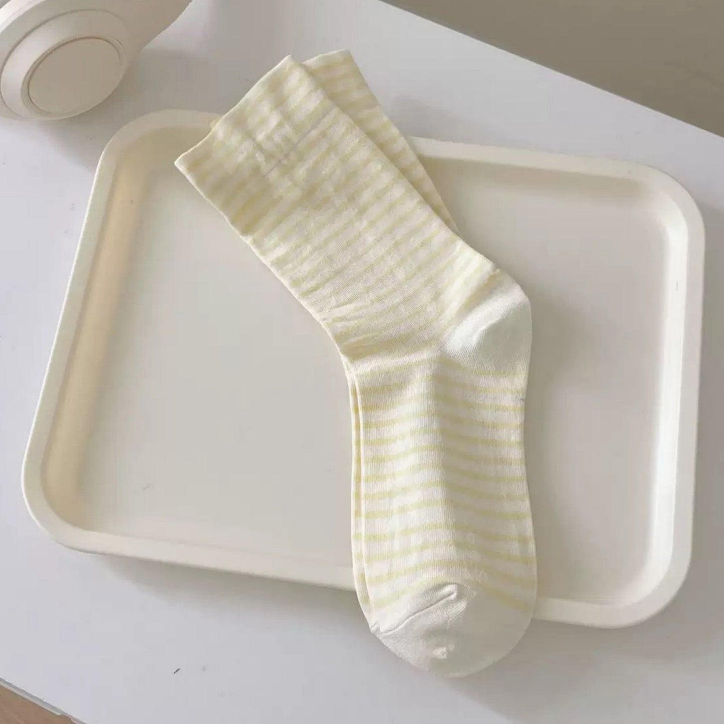 Anna-Kaci Women's 3-Pair Striped Crew Socks Set Lightweight Knit with Soft Stretch and Modern Minimalist Style