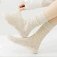 Anna-Kaci Women's 3-Pair Ribbed Crew Socks with Embroidered Bow Knit Texture in Neutral Shades for Everyday Wear