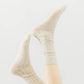 Anna-Kaci Women's 3-Pair Ribbed Crew Socks with Embroidered Bow Knit Texture in Neutral Shades for Everyday Wear