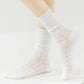 Anna-Kaci Women's 3-Pair Ribbed Crew Socks with Embroidered Bow Knit Texture in Neutral Shades for Everyday Wear