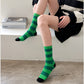Anna-Kaci Women's 3-Pack Crew Socks with Wide Ribbed Knit and Bold Horizontal Stripe Pattern