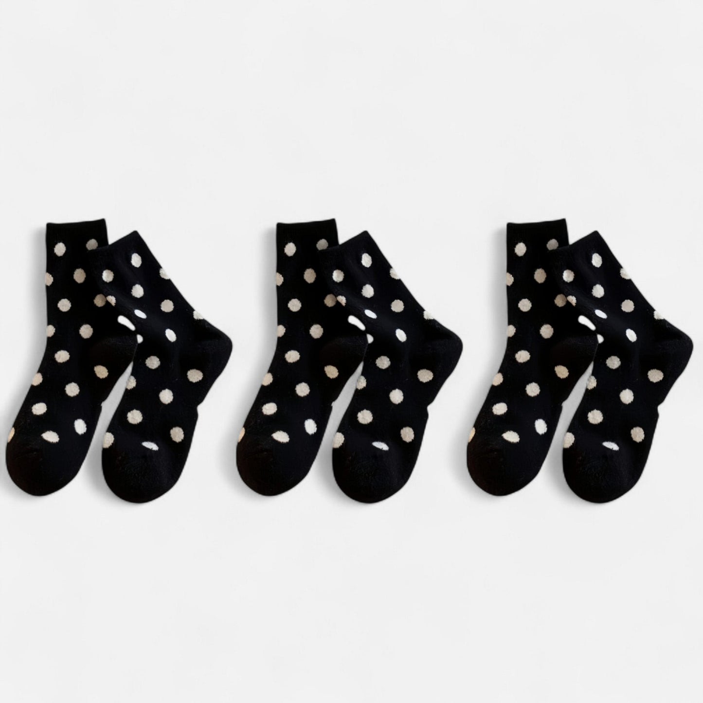 Anna-Kaci Women's 3-Pack Polka Dot Ankle Socks with Soft Knit Texture and Classic Dotted Design