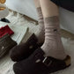 Anna-Kaci Women's 3-Pack Ribbed Crew Socks with Subtle Flecked Texture and Mini Embroidered Bow Accent
