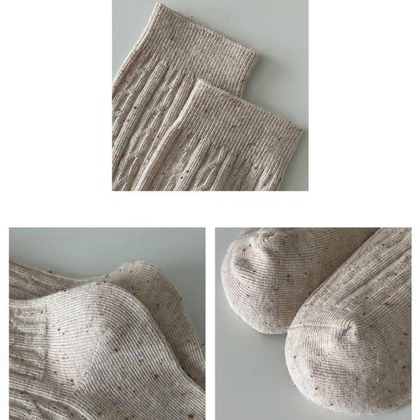 Anna-Kaci Women's 3-Pack Ribbed Crew Socks with Subtle Flecked Texture and Mini Embroidered Bow Accent