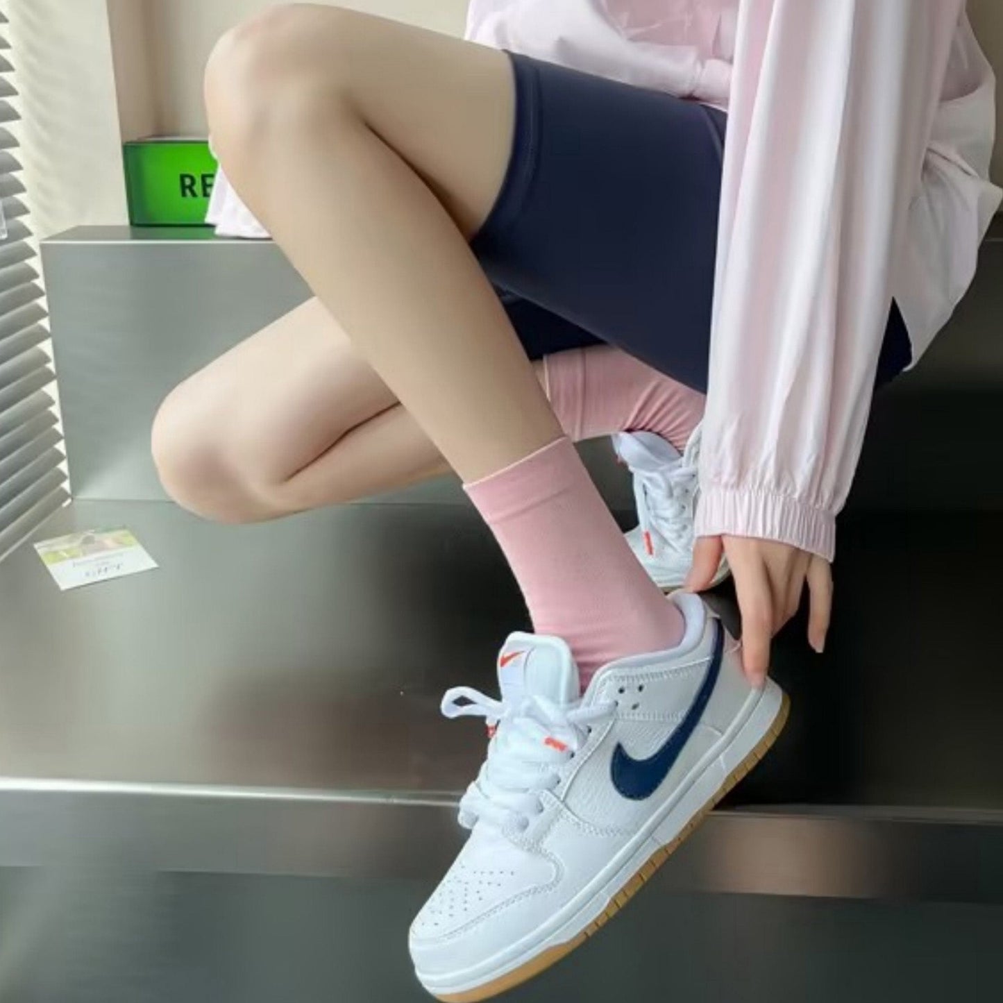 Anna-Kaci Women's Minimalist Solid Pink Crew Socks 3-Pack Soft Cotton Blend Comfort Fit Seamless Toe Design