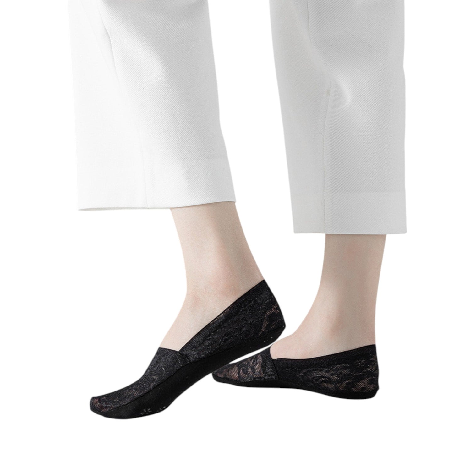 Anna-Kaci 3-Pack Women's Lace Mesh No Show Socks with Silicone Non-Slip Sole