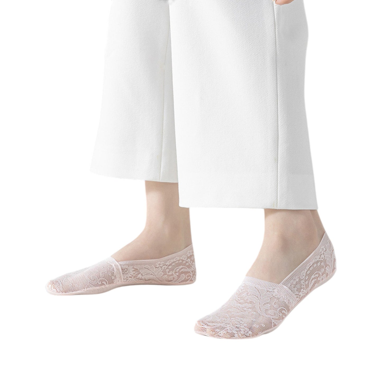 Anna-Kaci 3-Pack Women's Lace Mesh No Show Socks with Silicone Non-Slip Sole