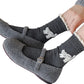 Anna-Kaci 3-Pack Women's Cotton Crew Socks with Embroidered Cat and Lace Trim Cuff