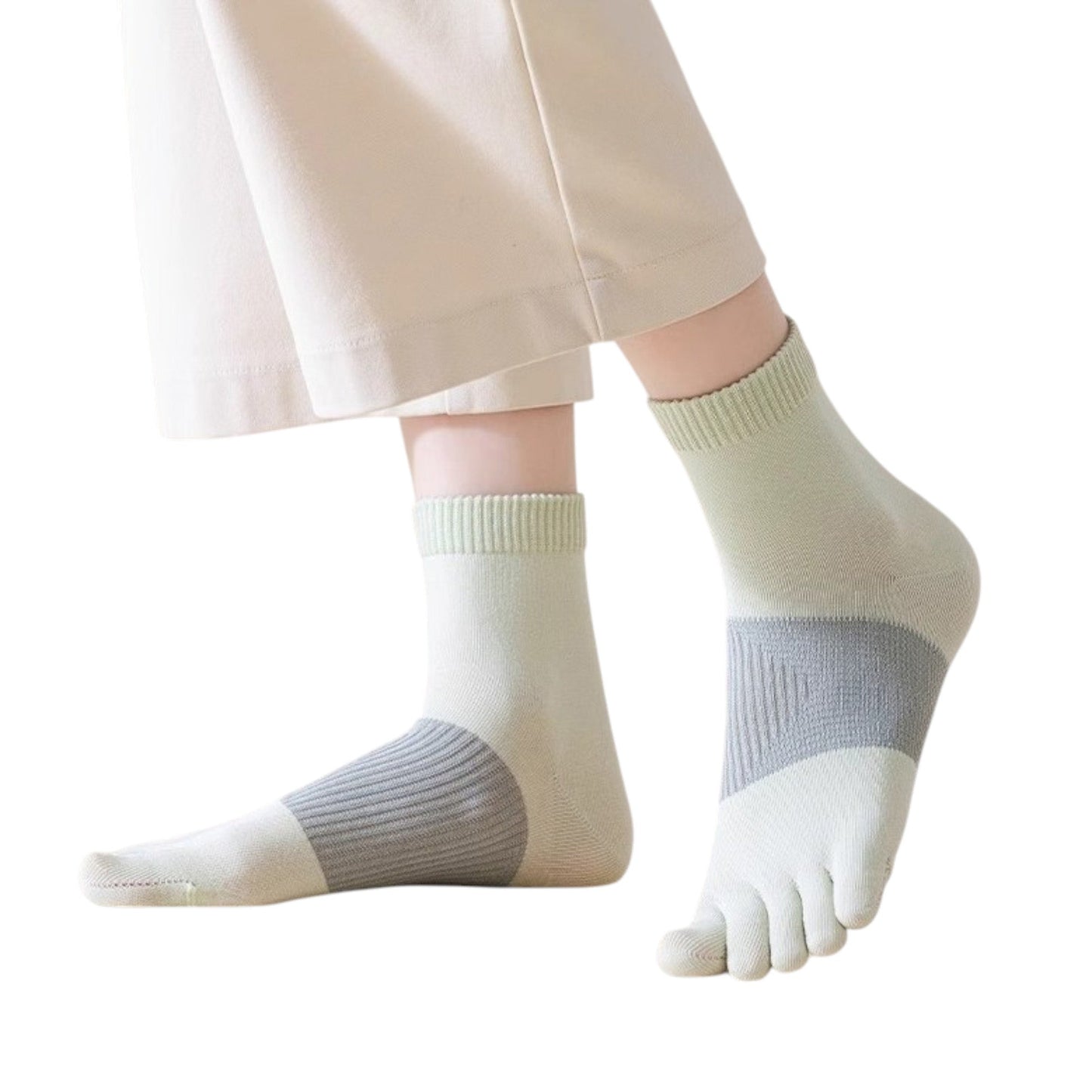 Anna-Kaci 3-Pack Women's Pure Cotton Five-Toe Socks with Antibacterial Breathable Design