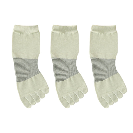 Anna-Kaci 3-Pack Women's Pure Cotton Five-Toe Socks with Antibacterial Breathable Design