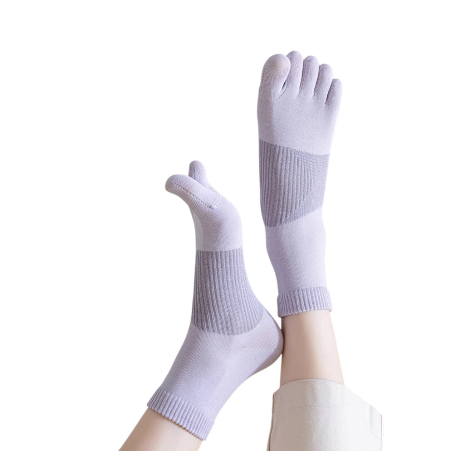 Anna-Kaci 3-Pack Women's Pure Cotton Five-Toe Socks with Antibacterial Breathable Design