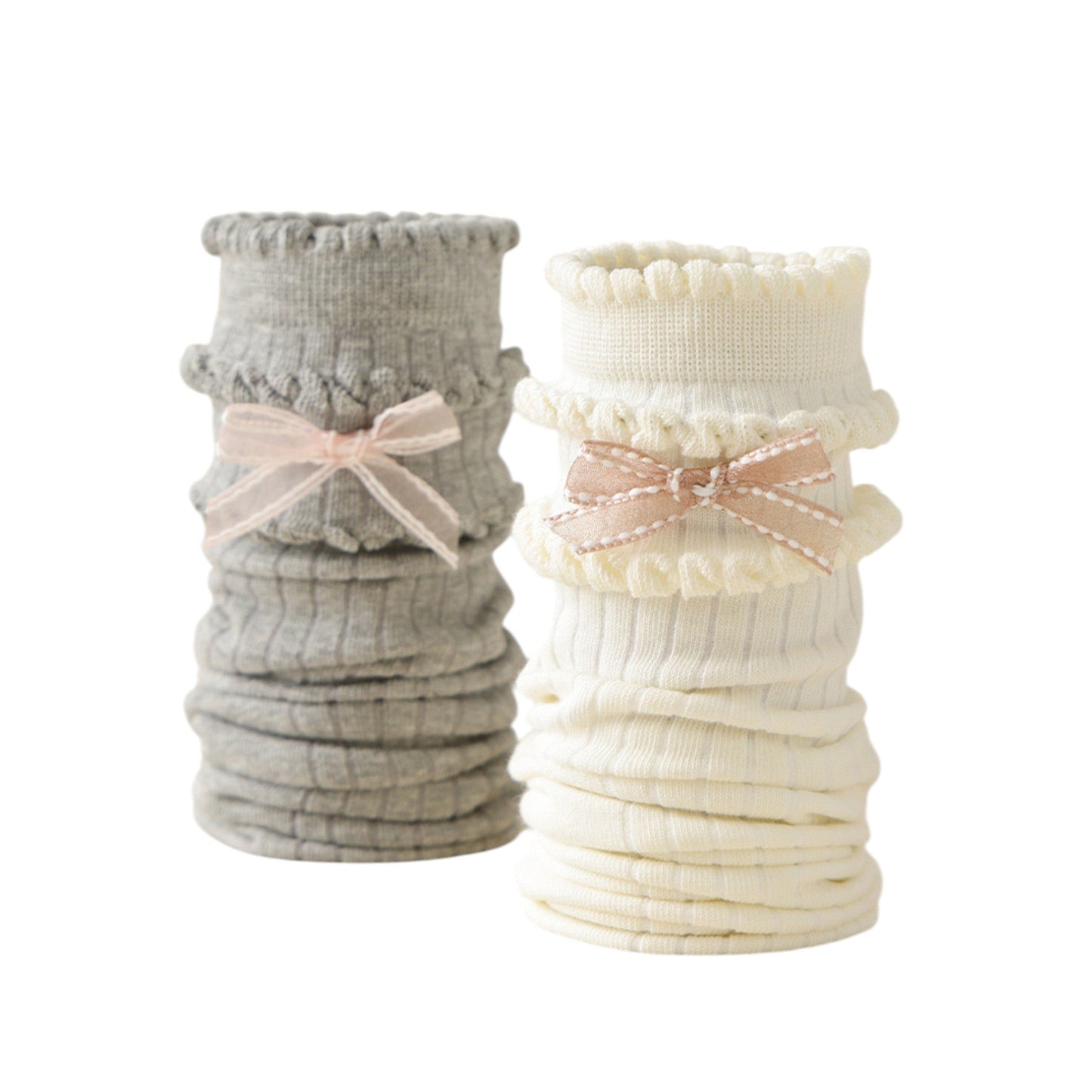 Anna-Kaci 3-Pack Women's Cotton Crew Socks with Ribbed Knit, Satin Bow Accen