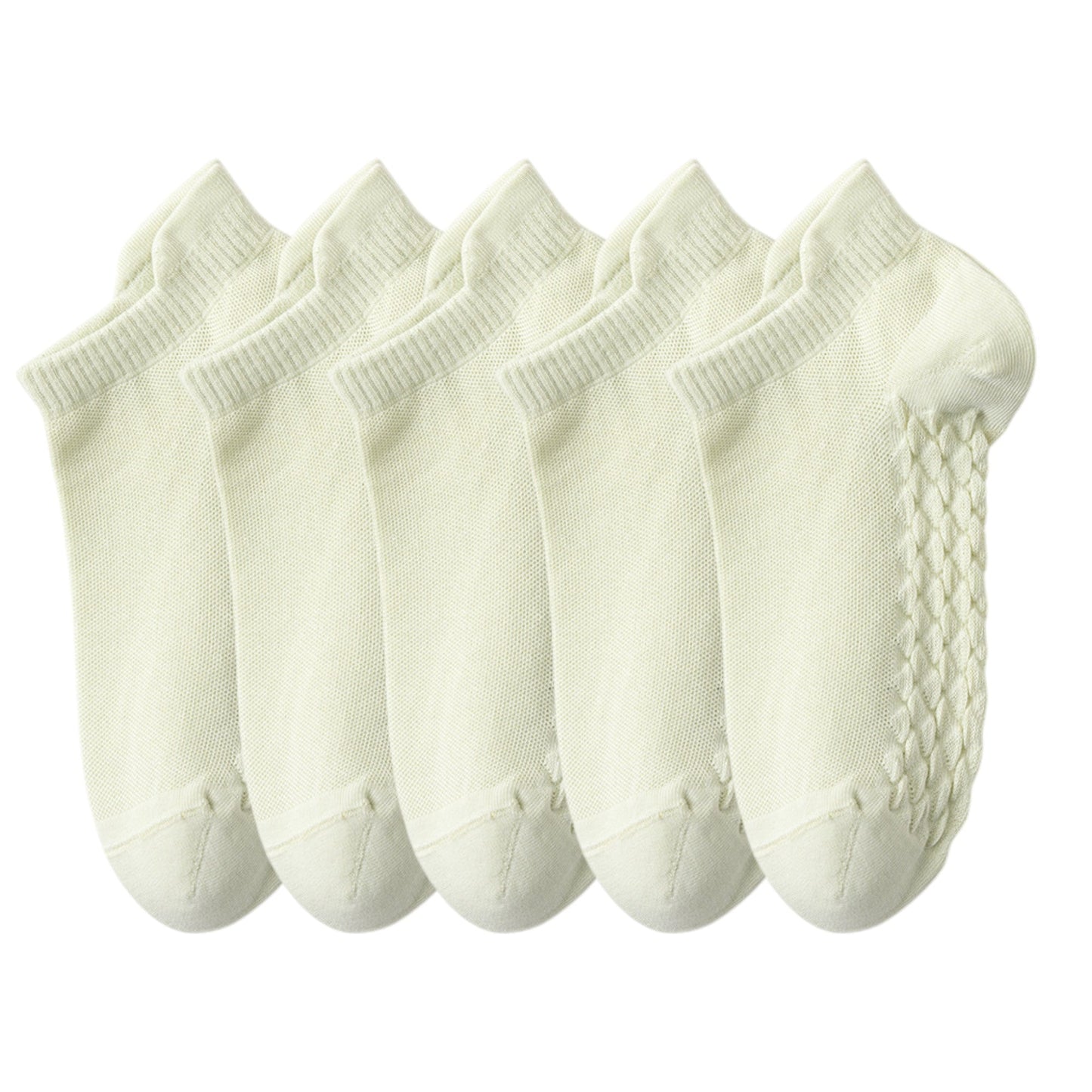 Anna-Kaci 5-Pair Cotton Low-Cut Ankle Socks with Soft Breathable Knit Design and Stretch Comfort Fit