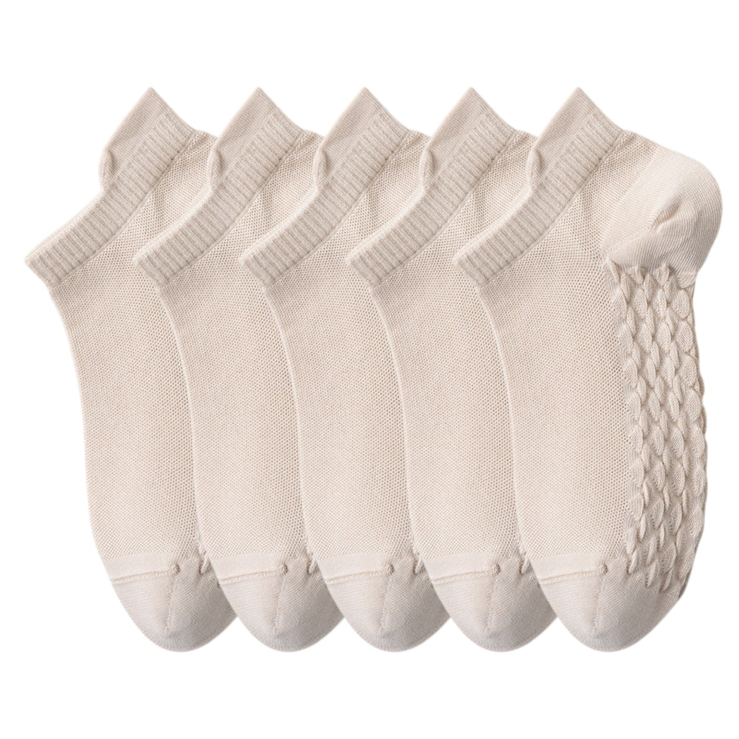 Anna-Kaci 5-Pair Cotton Low-Cut Ankle Socks with Soft Breathable Knit Design and Stretch Comfort Fit