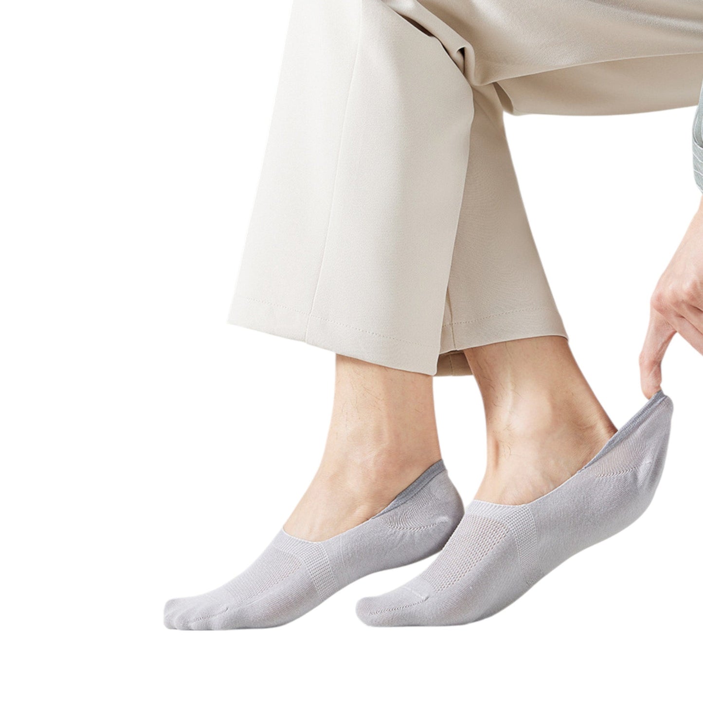 Anna-Kaci Men's 5 Pairs Low Cut Mesh Socks with Non-Slip Heel and Soft Stretch Fit