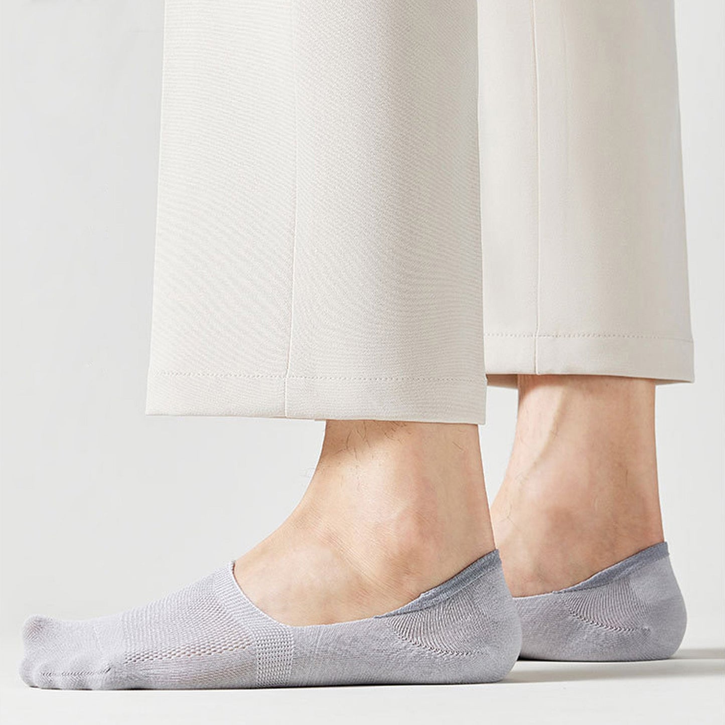 Anna-Kaci Men's 5 Pairs Low Cut Mesh Socks with Non-Slip Heel and Soft Stretch Fit