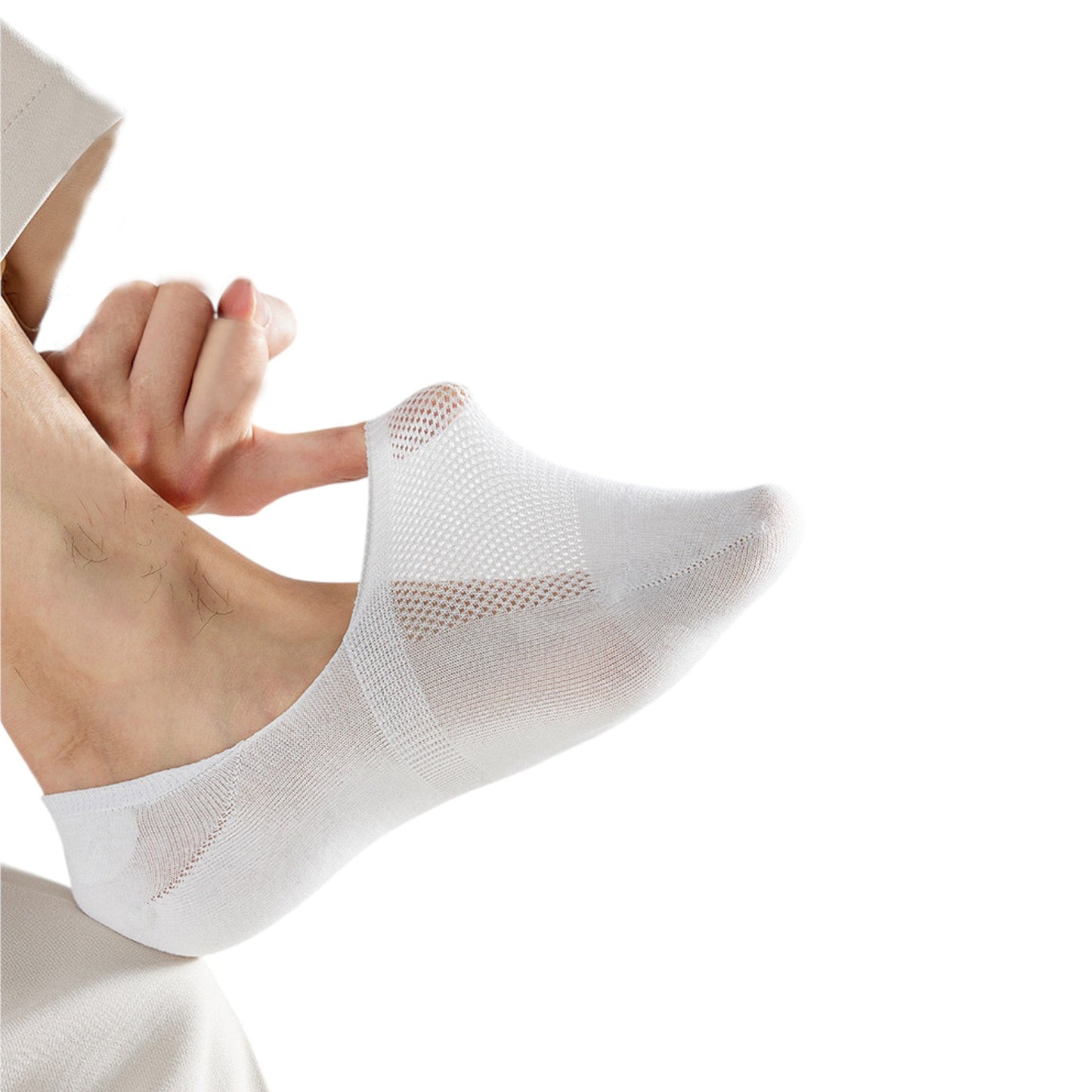 Anna-Kaci Men's 5 Pairs Low Cut Mesh Socks with Non-Slip Heel and Soft Stretch Fit