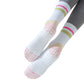 Anna-Kaci 3-Pack Women's Cotton Crew Socks with Color Block Toes Striped Cuffs and Non-Slip Grip Soles