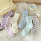 Anna-Kaci 3 Pairs Plush Crew Socks with Cozy Striped Design