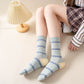 Anna-Kaci 3 Pairs Women's Mid-Calf Striped Casual Cotton Socks